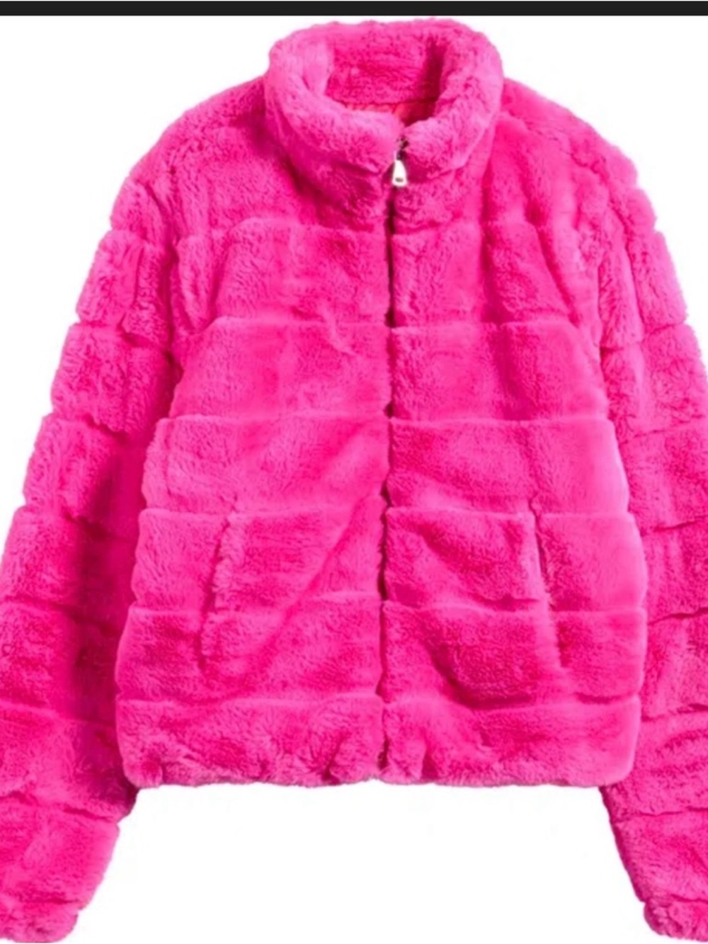 Tractr Girls' Bright Hot Pink Faux Fur Puffer Jacket